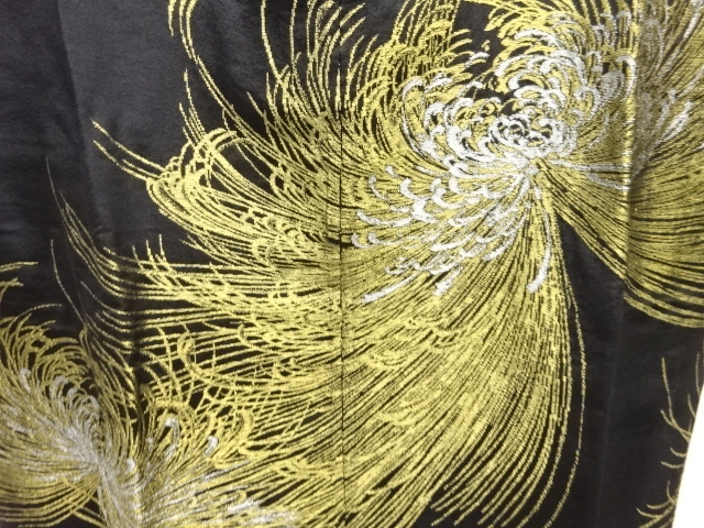  大正ロマン　糸菊模様織り出し漆ロング絵羽道行コート